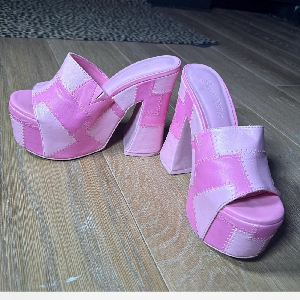 Sugar Thrillz is Pink Patchwork Platform Heels - image 1